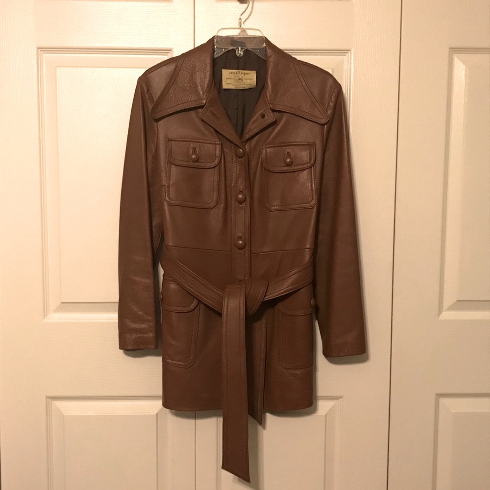 vintage antilope brown leather jacket